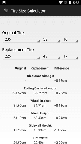 轮胎计算器(Tire Size Calculator)